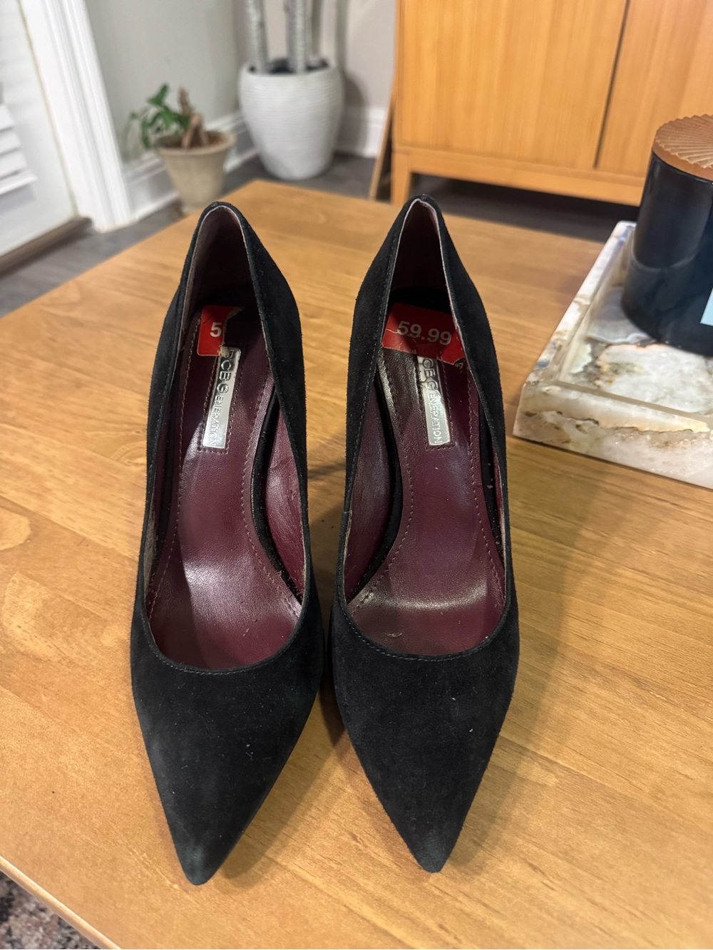 BCBGeneration Black Suede Pointed-Toe Pumps
